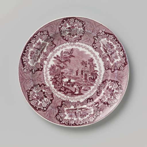 Plate with a man on a camel in an oriental landscape on the flat