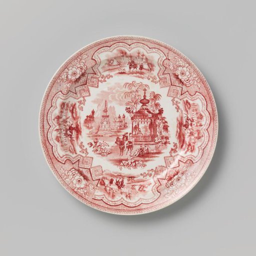 Platter with an Oriental landscape with riders
