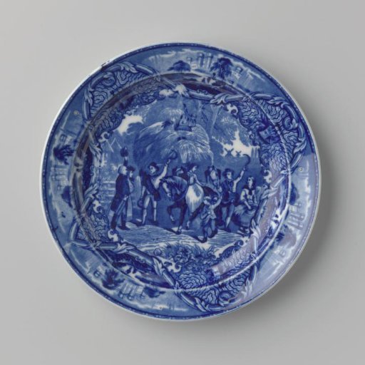 Plate, with a scene on the flat of peasants returning from the harvest
