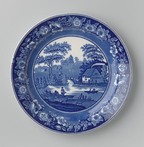 Plate, with a river landscape on the flat