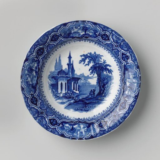 Platter, with an Eastern mountain landscape on the flat