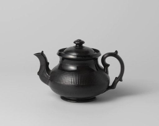 Lid, black, decorated with ribbed borders
