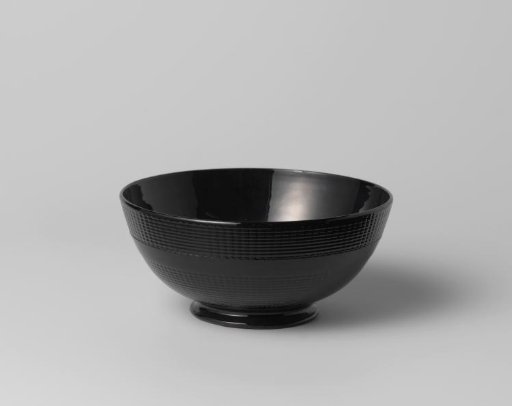 Bowl, black, decorated with ribbed edges
