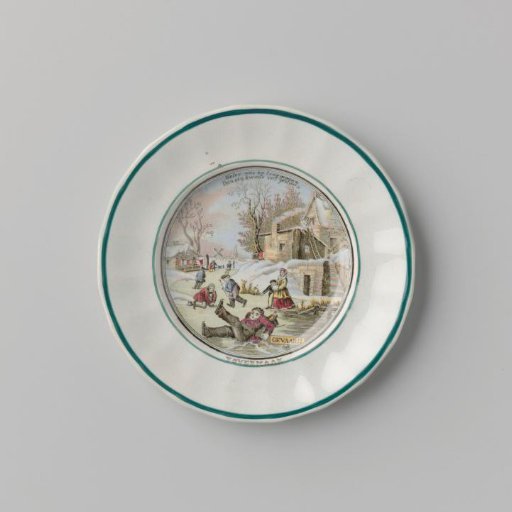 Plate, with a stern face on the flat