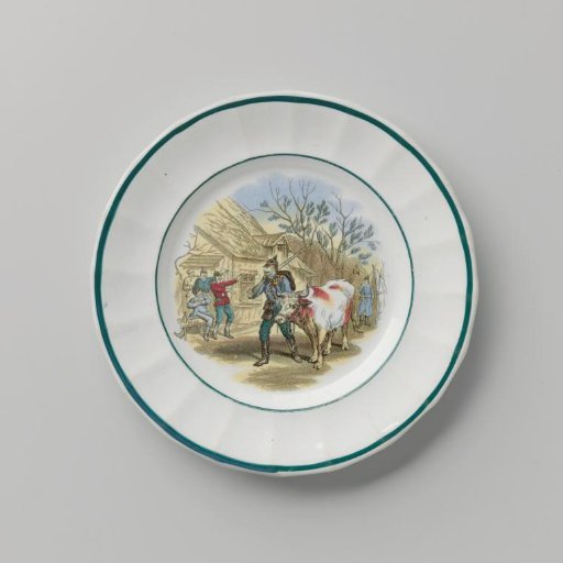 Plaque, with on the flat a soldier with a bull