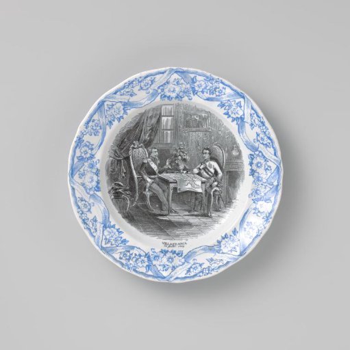 Plate, depicting two soldiers at a table with a map