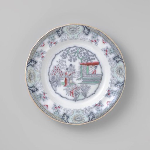 Plate, depicting a Chinese house with a garden