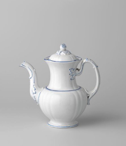 Coffee Pot, White, with Blue Edging