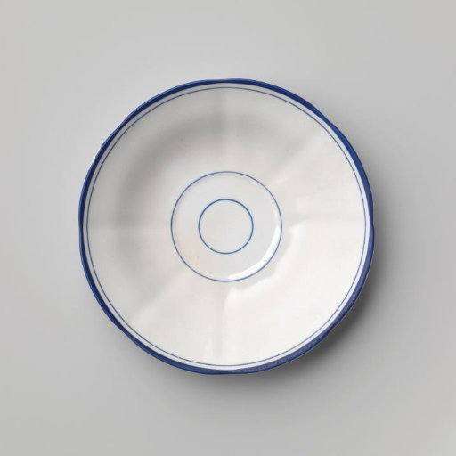 Plate, white, with blue borders