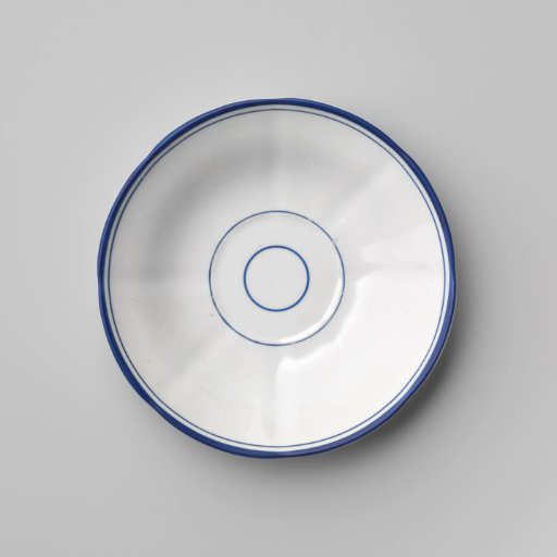 Plate, white, with blue borders