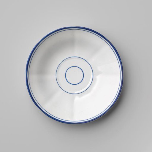 Plate, white, with blue borders