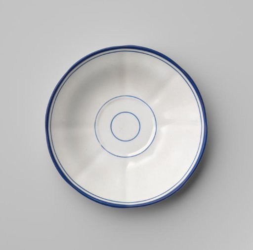 Plate, white, with blue borders