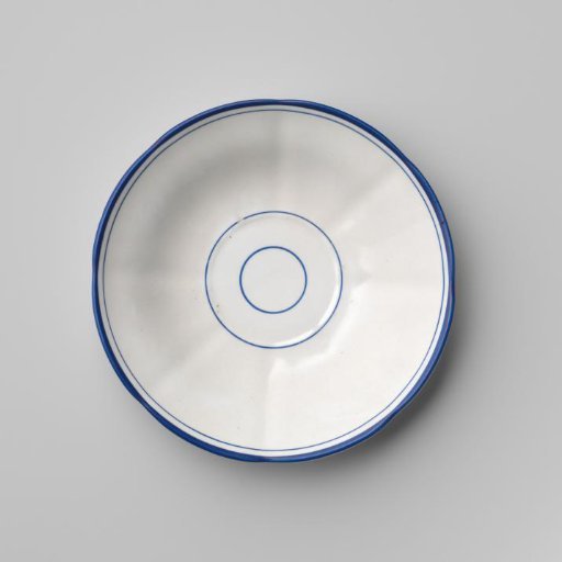 Plate, white, with blue borders