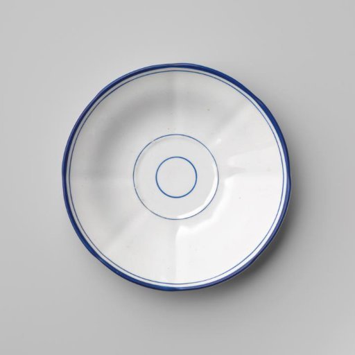 Dish, white, with blue borders