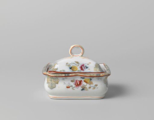 Lid with multicolored flowers