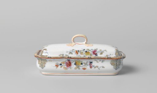 Comb bowl with lid with multicolored flowers
