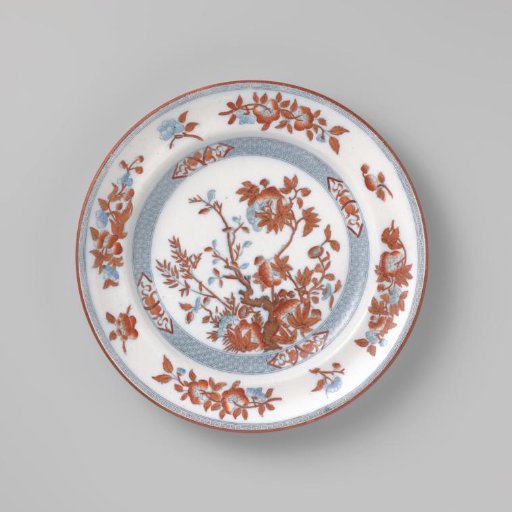 Plate with flowering branches in red-brown