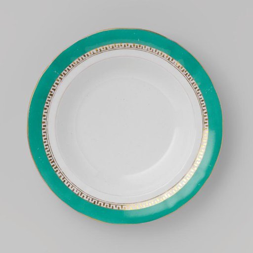Plate with green border and golden Greek band