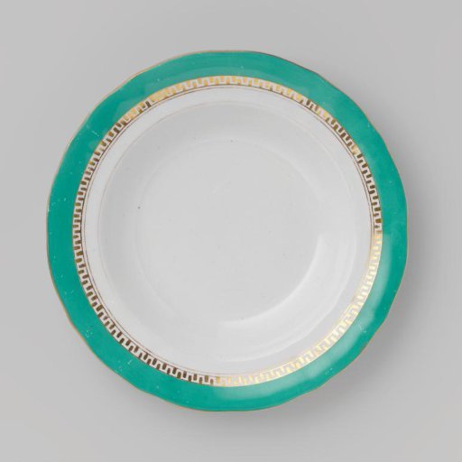 Plate, with green border and golden Greek band