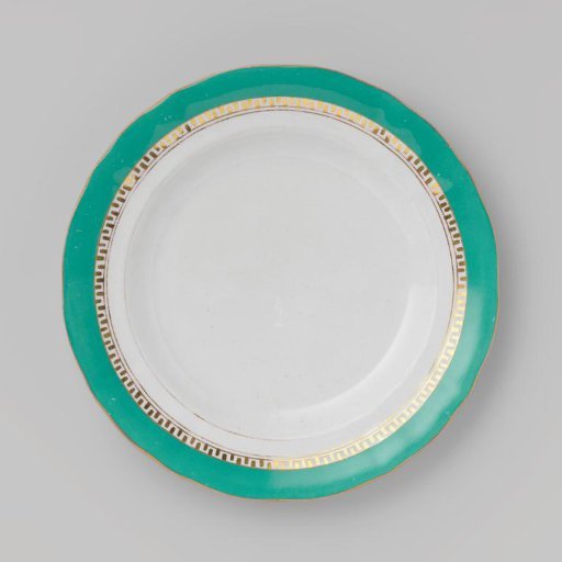 Plate with green border and golden Greek band