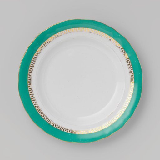 Plate with green border and golden Greek band