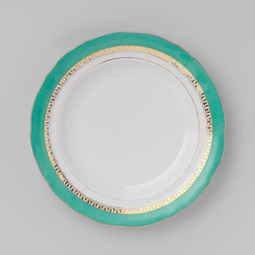 Plate with green border and golden Greek band