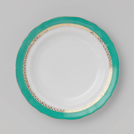 Plate with green border and golden Greek band