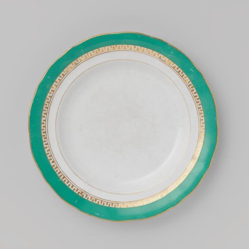 Plate with green border and golden Greek band