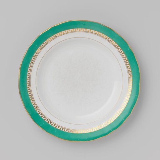 Plate with green border and golden Greek band