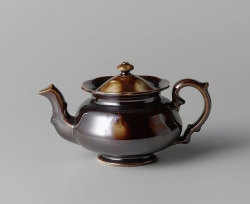 Teapot with lid, brown with light spots
