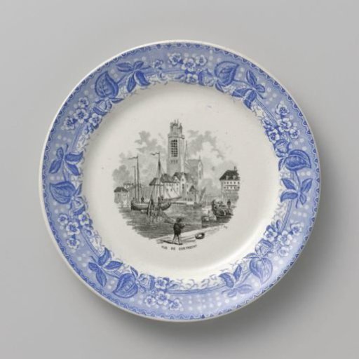 Plate with a view of Dordrecht on the flat
