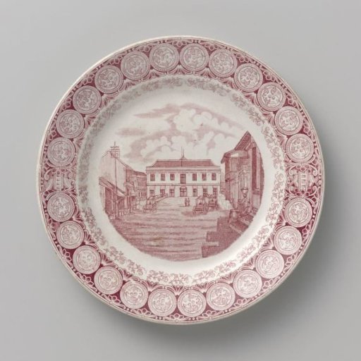 Platter with an Oriental street scene