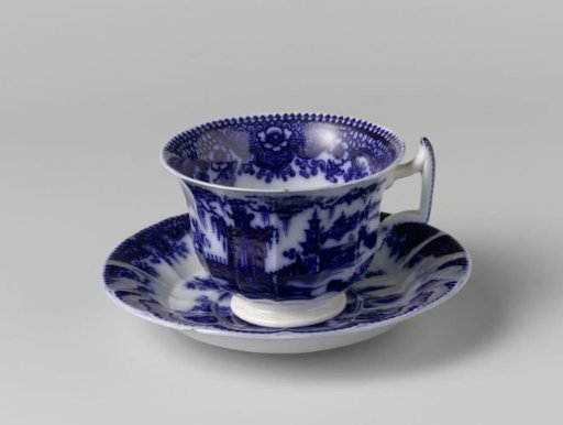Cup, angular, with an Oriental landscape