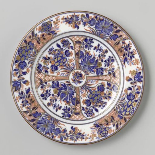 Plate with a cross surrounded by flowers on the surface