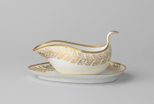 Sauce bowl with dish with the coat of arms of Hendrik Peter Godfried Quack and Isabella Gertraud von Carnap