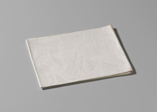 Tablecloth of white linen damask