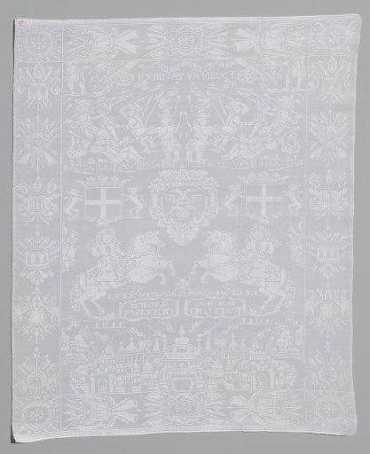 Napkin of white linen damask