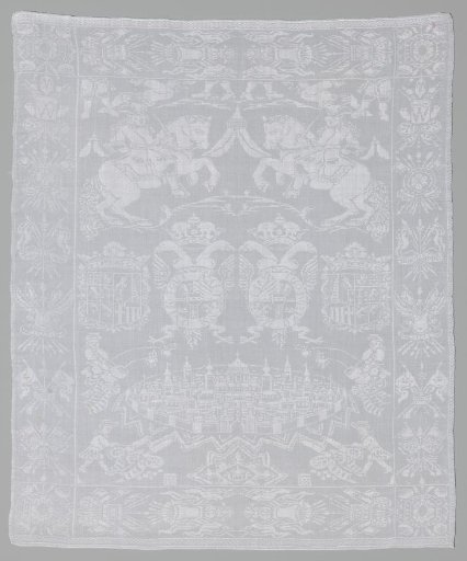 Napkin of white linen damask