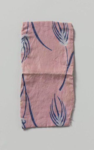 Fragment of pink printed silk with a pattern of ears of corn