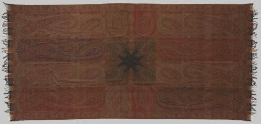 Cashmere Shawl, Rectangular Model, with Black Field Surrounded by a Richly Decorated Multicoloured Pattern