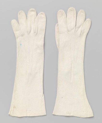 Glove of white leather