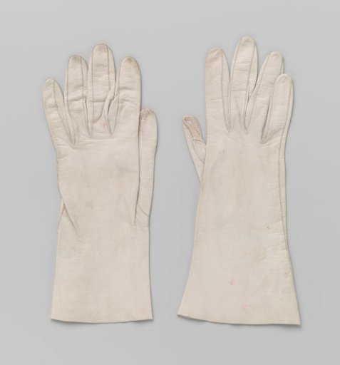 Glove of white leather