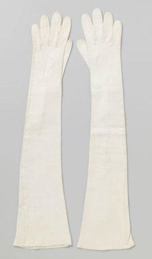 Glove of white glazed leather