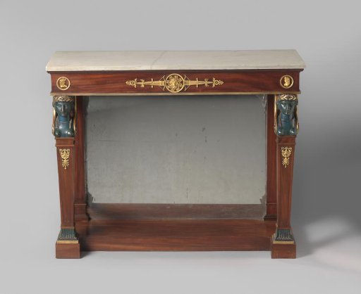 Wall Table with Marble Top and Legs in the Form of Winged Caryatids with Beast Feet
