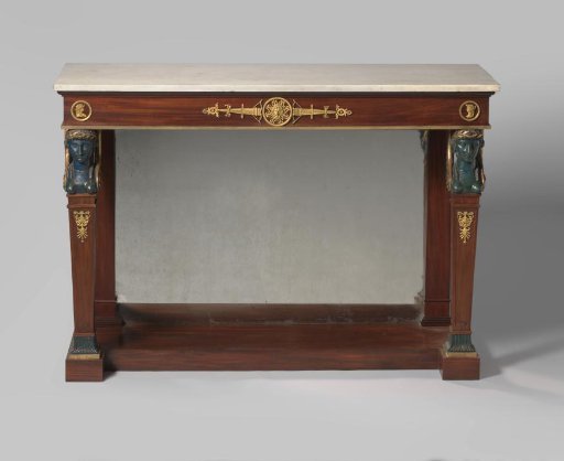 Wall Table with Marble Top and Legs in the Form of Winged Caryatids with Beast Feet