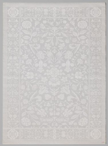 Tablecloth of white linen damask