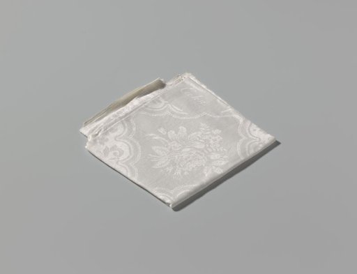 Tablecloth of white linen damask