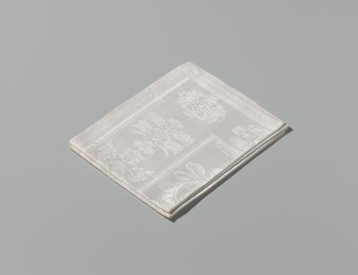 Napkin of white linen damask