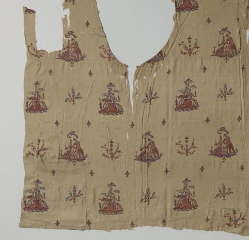 Fragment of Silk Weaving with Printed Pattern