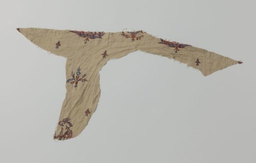 Fragment of Silk Weaving with Printed Pattern
